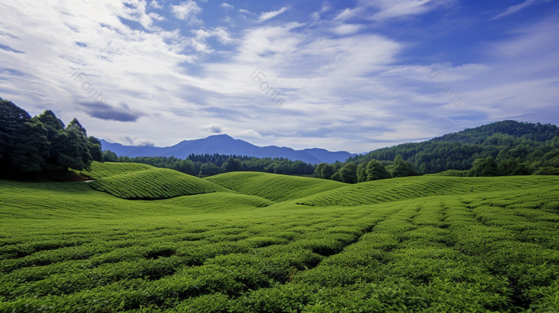 广阔辽阔的自然茶园茶山全景摄影背景,高清,摄影图,摄影图片,图片大全,摄影图免费下载